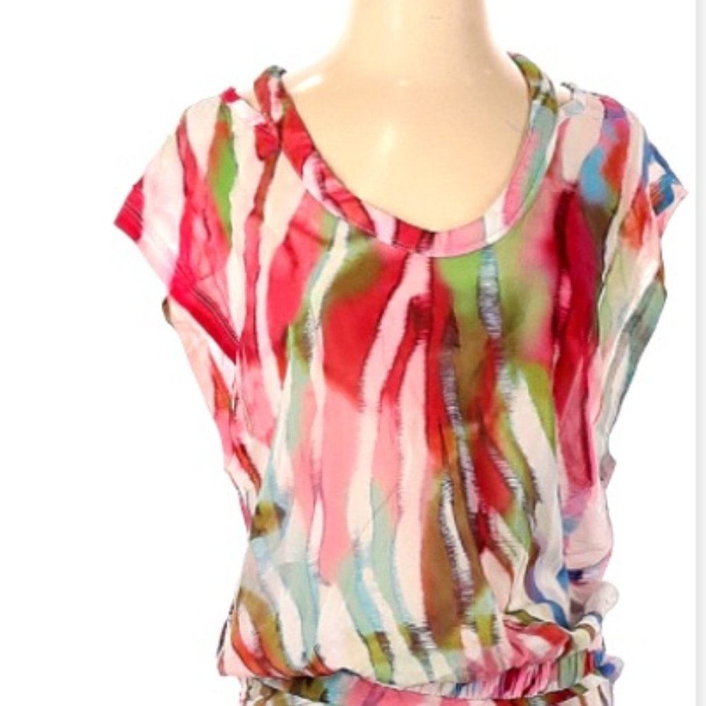 IRO Red Paris Makena Silk Short Casual Dress Size Fr-36 Fits like US- 2